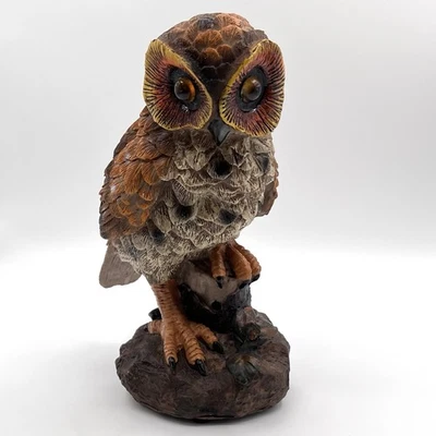 Vintage Owl Decoy Eyes Light Up Hoots Tested Working Resin Figure EUC - Image 1 of 4