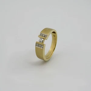 Ring mit ca. 0,16ct H-si Brillant in 585/14K Gelbgold Gr. 54 / Mattiert - Bild 1 von 4