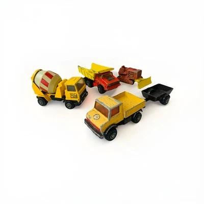 4x Vintage Matchbox Super Kings, Inc Unimog, Cement Mixer, Tipper, Playworn - Image 1 of 4