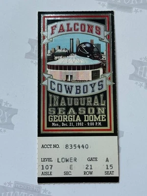 1992 Dallas Cowboys Atlanta Falcons Ticket 12/21/92 Emmitt 174 Yds Deion Sanders - Image 1 of 2