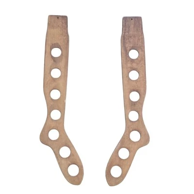 Pair of Antique Wooden Stocking Sock Stretchers 7 Holes 33” Tall - Image 1 of 4