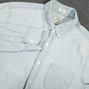 J.Crew Chambray Shirt Men Medium Blue Slim Fit Organic Cotton Button Down Collar - Bild 1 von 8