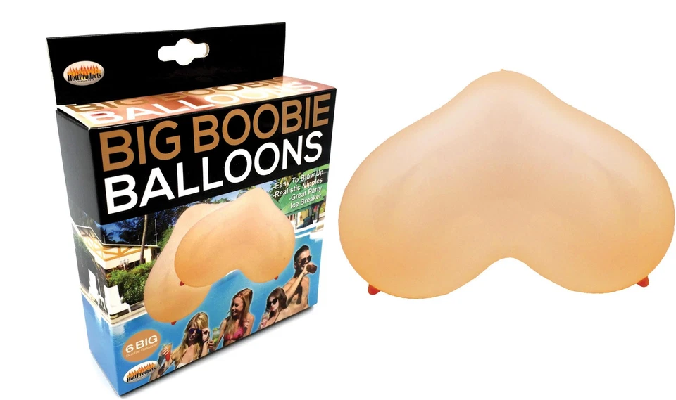 LITTLE GENIE Big Boobie Balloons 6 Pack Funny Party Gag Gift Bachelorette Bachelor Decor