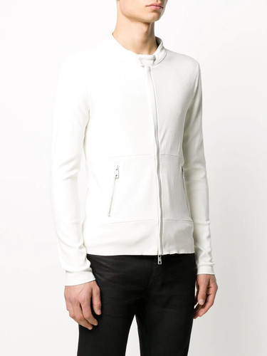 VETEMENTS Giacca di pelle bianca per uomo biker moto pura pelle di agnello cappotto slim fit