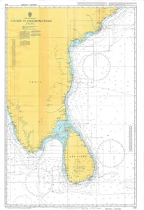Admiralty 828 Cochin Vishakhapatnam India Sri Lanka Map Chart Marine Wall Paper - Picture 1 of 6