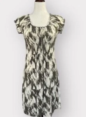 Vestido Michael Kors Hippie Boho Talla L Tie Dye Cintura Imperio Cottage Core Midi Gris Foto 1 de 4