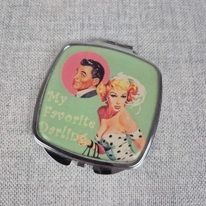 Vintage Pinup Girl Mirror Case 60's Risque 2 1/2" My Favorite Darling - Picture 1 of 4