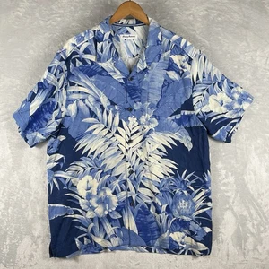 Tommy Bahama Camp Hemd Herren XL Blau Blumen Seide Kurzarm Hawaii Urlaub - Bild 1 von 7