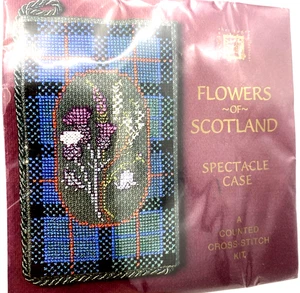 Flowers of Scotland Spectacle Eyeglass Case Counted Cross Stitch Kit - Picture 1 of 3