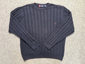 Maglione VINTAGE Chaps uomo XL grigio cotone maglia cavo girocollo ricamato anni 90 - Foto 1 di 10