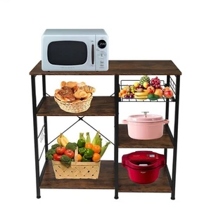 3-Tier Industrial Kitchen Baker's Rack Utility Microwave Oven Stand Storage Cart - Picture 1 of 8