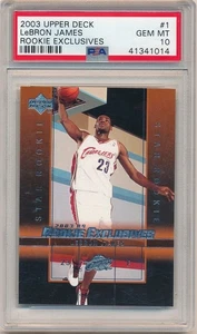 LEBRON JAMES 2003/04 UD ROOKIE EXCLUSIVES #1 RC ROOKIE CAVALIERS PSA 10 GEM MINT - Picture 1 of 2