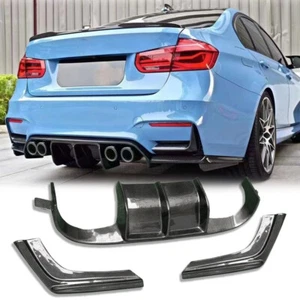 Real Carbon Fiber Rear Lip Bumper Diffuser For BMW M3 M4 F80 F82 F83 2015-20 - Picture 1 of 14