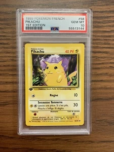 Pokemon 1st Edition Base Set French Pikachu 58/102 PSA 10 Gem Mint - Picture 1 of 2