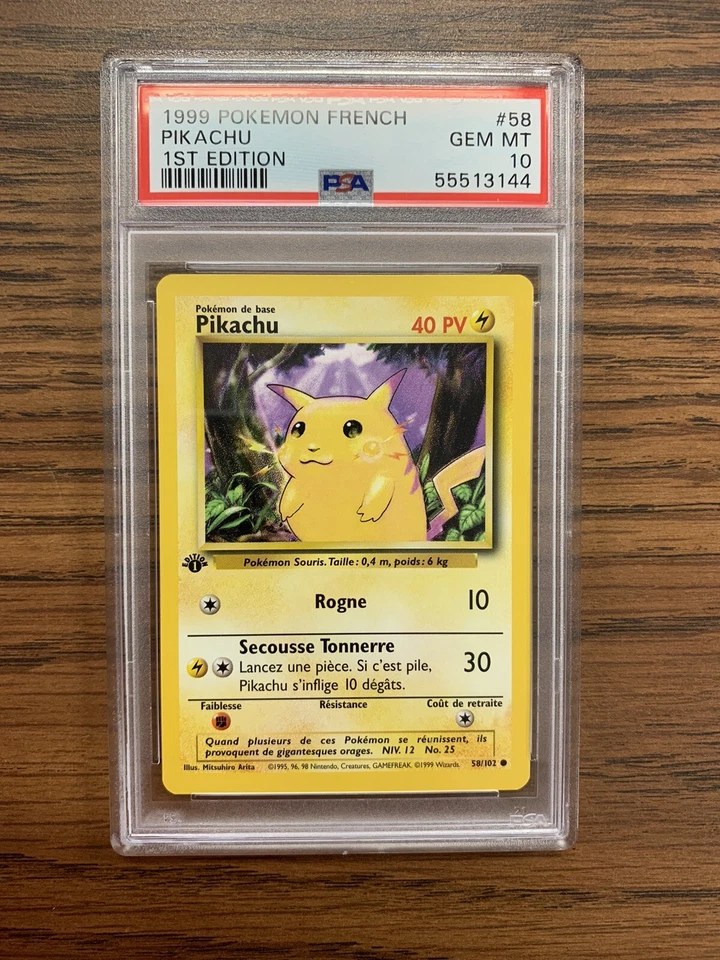 Pokemon 1st Edition Base Set French Pikachu 58/102 PSA 10 Gem Mint  - Image 1 of 2