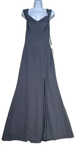 Dressy Collection Womens Formal Long Gown Side Slit Size 8 Slate Gray - Picture 1 of 15