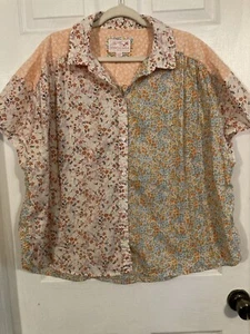 American Eagle Oversized Resort Hemd XL Knopfleiste Blumen Patchwork Bauern Boho - Bild 1 von 6