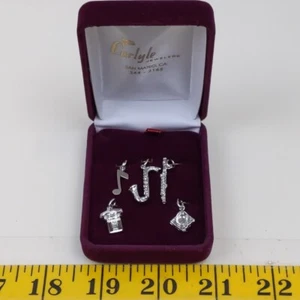 Lote de dijes musicales tono plata nota saxo flauta teléfono colgante joyería conjunto artesanal - Imagen 1 de 4