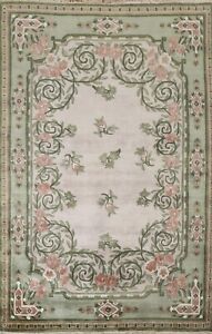 Floral Taupe/ Green Nepalese Oriental 6'x8' Area Rug Hand-knotted Wool Carpet