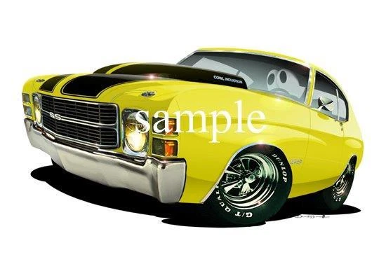 1971 SS Muscle Car Cartoon T-Shirt  #6564 chevelle vintage antique auto art - Image 1 of 1