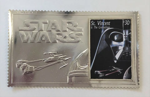 St. Vincent 1996 - Star Wars, Darth Vader, Sci-Fi Film - Pure Silver Stamp - MNH Cover