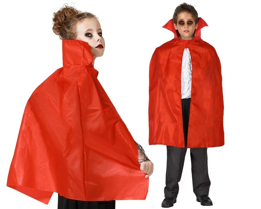 Mantello Rosso Diavolo Vampiro Bambino Bambina Cm 100 Nylon - Immagine 1 di 1