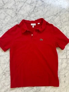 Lacoste Polo Shirt Youth Boys Size 14 Red Short Sleeve 100% Cotton - Picture 1 of 3