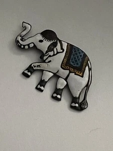 VINTAGE SIAM STERLING SILVER ENAMELED ELEPHANT BROOCH - Picture 1 of 11