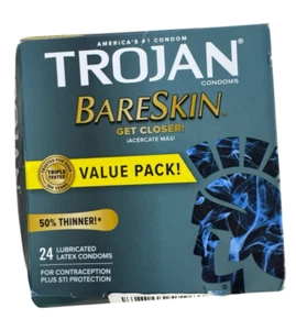 Trojan Bareskin Premium Thin Lubricated Condoms - 15 of 24 Count - Ex: 1/29 - Picture 1 of 4