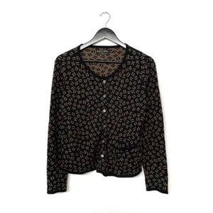 Gudrun Sjoden Organic Cotton Jacquard Print Cardigan Sweater Size S Brown Black - Picture 1 of 4