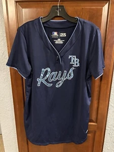 MLB Genuine Merchandise Tampa Bay Rays Jersey Women’s Large Navy Blue TX3 Cool - Picture 1 of 5