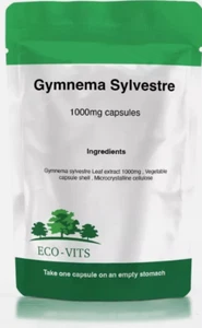 Gymnema Sylvestre 1000mg Capsules – Support Healthy Blood Sugar Levels - ECOVITS - Picture 1 of 2
