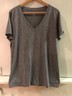 Gap Fit Breathe Dark Gray Women's Athletic Shirt V Neck Size XL
