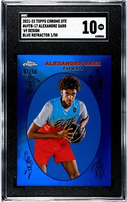 2021-22 TOPPS CHROME OVERTIME ALEXANDRE SARR RC 1969 INSERT 1/50 SGC 10 GEM MINT - Image 1 of 2