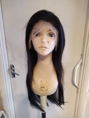 Human hair wig, 26", 13"X4" Lace front, Natural black, Straight, Large Cap - Image 1 of 4