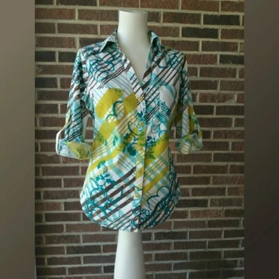 Camisa Hang Ten Abotonada con Estampado Floral de Algodón a Cuadros  Foto 1 de 4