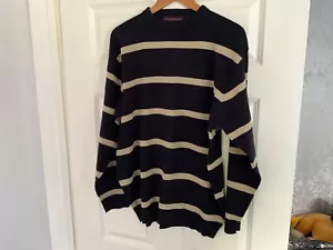 MAGLIETTA MATINÉE UOMO MAGLIONE A RIGHE BLU NAVY VINTAGE L LARGE NUOVO CON ETICHETTE - Foto 1 di 2