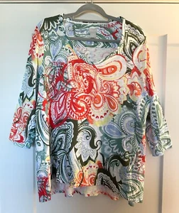 Chicos Top Größe 3 EUC Damen mehrfarbig 3/4 Ärmel Baumwolle/Modal - Bild 1 von 5