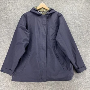 Lands' End Windbreaker Jacket Women XL Blue Full Zip Hooded Lined Long Sleeve - Picture 1 of 9