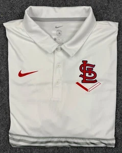Nike Mens Polo Shirt Sz 2XL Red White Grey Striped Colorblock St Louis Cardinals - Picture 1 of 8