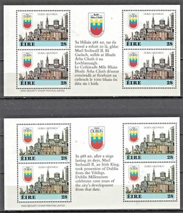 IRELAND:1988 SC#708a,708b Booklet panes of 4, MNH Dublin Millennium AP22 - Picture 1 of 2