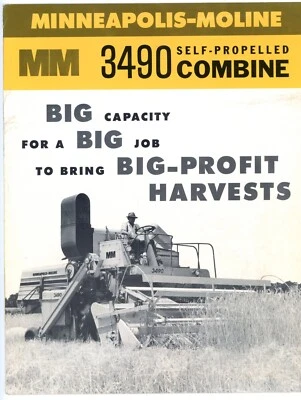 Minneapolis Moline 3490 Self Propelled Combine 1963 sales brochure - Image 1 of 3