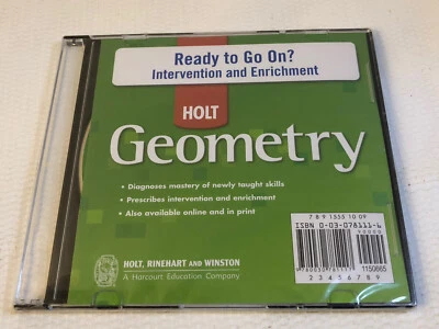 Holt Rinehart Geometry Interactive Answers and Solutions CDROM NEW XP Vista 7 - Image 1 of 2
