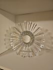 Vintage Clear Glass Fluted With Silver Colored Base Seving Dish England