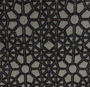 CUT VELVET GEOMETRIC UPHOLSTERY FABRIC POLLACK CROSSCUT PLUSH ASH 3 YARDS - Picture 1 of 4