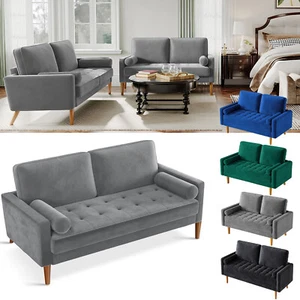 148cm 2 Sitzer Sofa Modern Samt Sofa Kleine Couch Bequemer Getuftetes Loungesofa - Bild 1 von 47