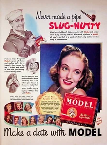 1942 Model Smoking Tobacco WWII Vintage 40s Print Ad Pipe Cigarette Navy Sailor - Picture 1 of 2