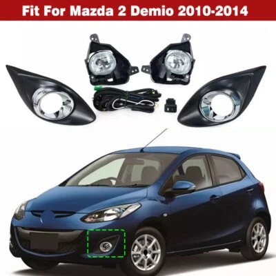 Front Fog Lights + Lamp Covers + Brackets + Wire Kit For Mazda 2 Demio 2010-2014 - Image 1 of 4