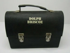 Fiambrera vintage muy fresca Dolph Briscoe con cúpula de metal negra como nueva inusual de fábrica - Imagen 1 de 6