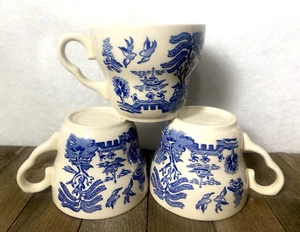 EIT English Ironstone Old Willow Qty (3) Tea Cups Dinnerware Made in England - Picture 1 of 16